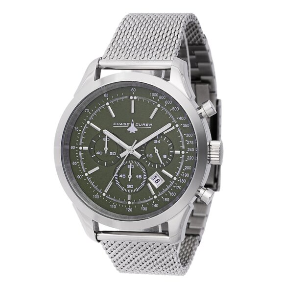 Chase Durer CDW-0120 Men's Watch 45mm Steel Mesh Army Green New! - Picture 3 of 8
